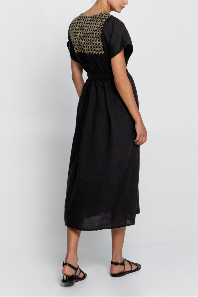 OVERSIZED KAFTAN DRESS "CROSS" BLACK/GOLD