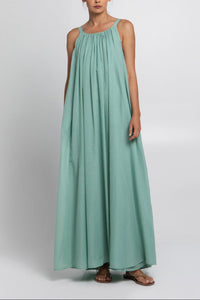 LONG STRAPPY COTTON DRESS "LINA" SEA GREEN