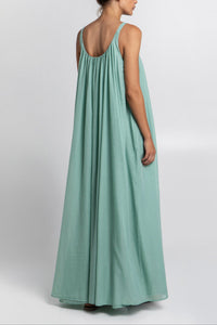 LONG STRAPPY COTTON DRESS "LINA" SEA GREEN