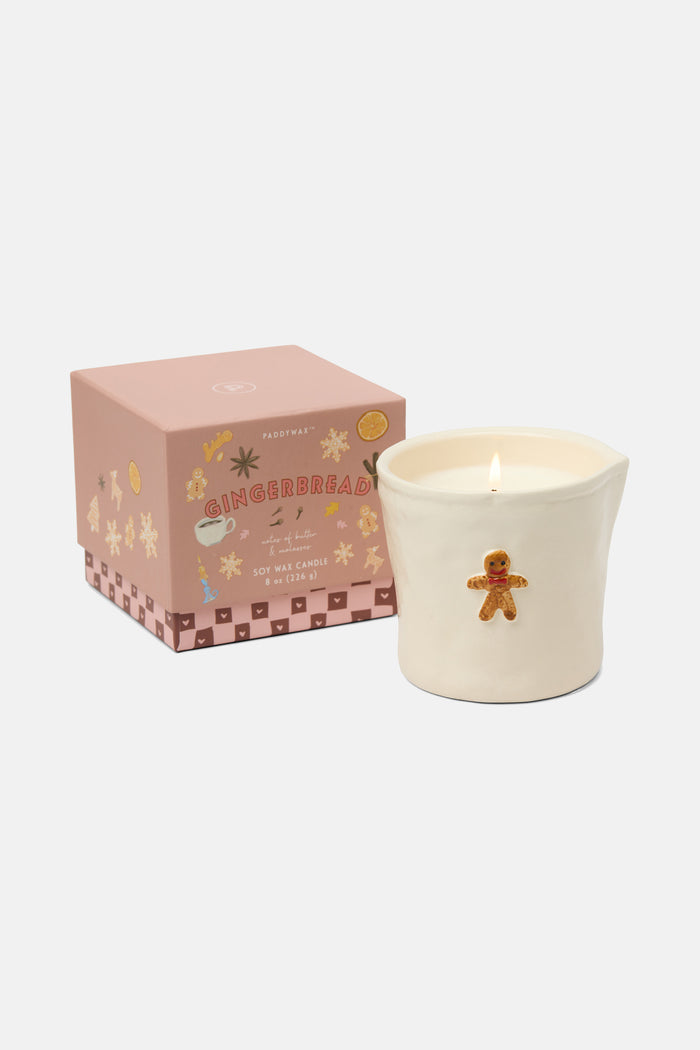 SCENTED CERAMIC CANDLE "GINGERBREAD“ WHITE/CINNAMON