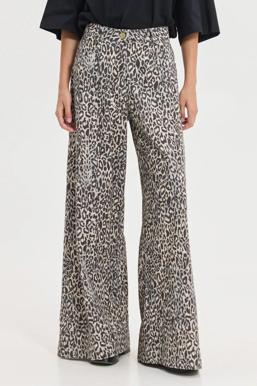 EXTRA WIDE LEG DENIM PANTS "SALEM" LEO BROWN