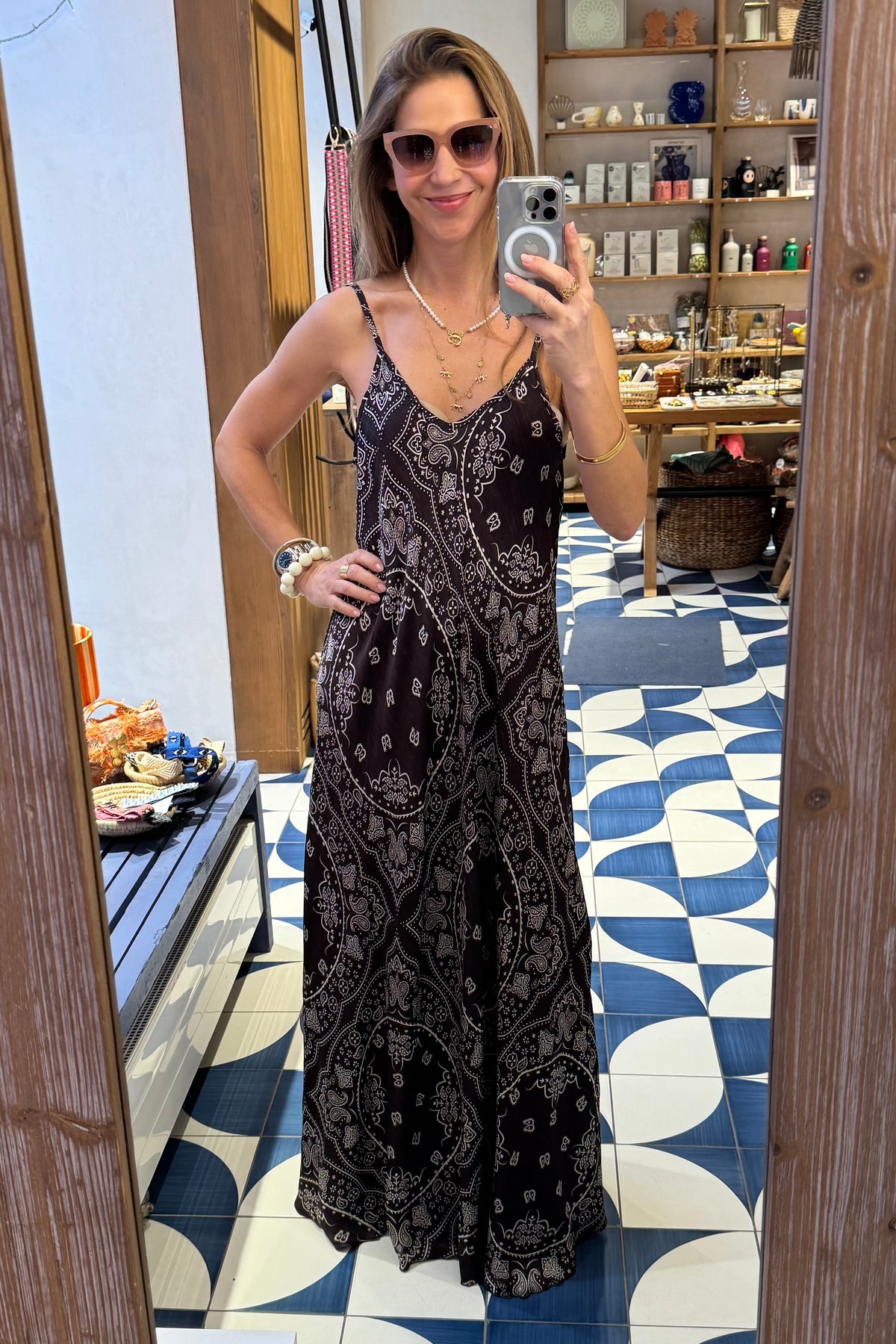 STRAPPY VISCOSE DRESS „BANDANA“ CHOCOLAT