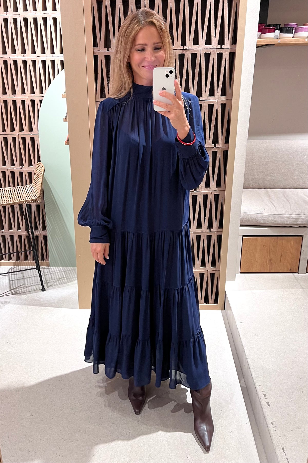 MIDI VISCOSE CHIFFON DRESS "SAFFON" BLUE