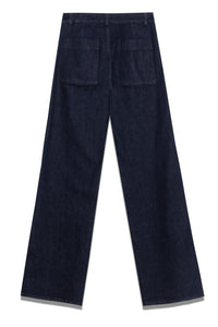 WIDE LEG DENIM PANTS DARK BLUE