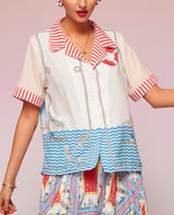 OVERSIZED BLOUSE "LUCCIA" IVORY/MULTICOLOR