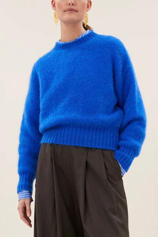 MOHAIR KNIT PULLOVER "SONNY" ROYALBLUE