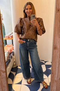 SHINY JACQUARD BLOUSE COPPER/GOLD