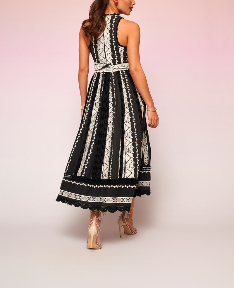 MIDI DRESS "JULIANNA" BLACK/WHITE