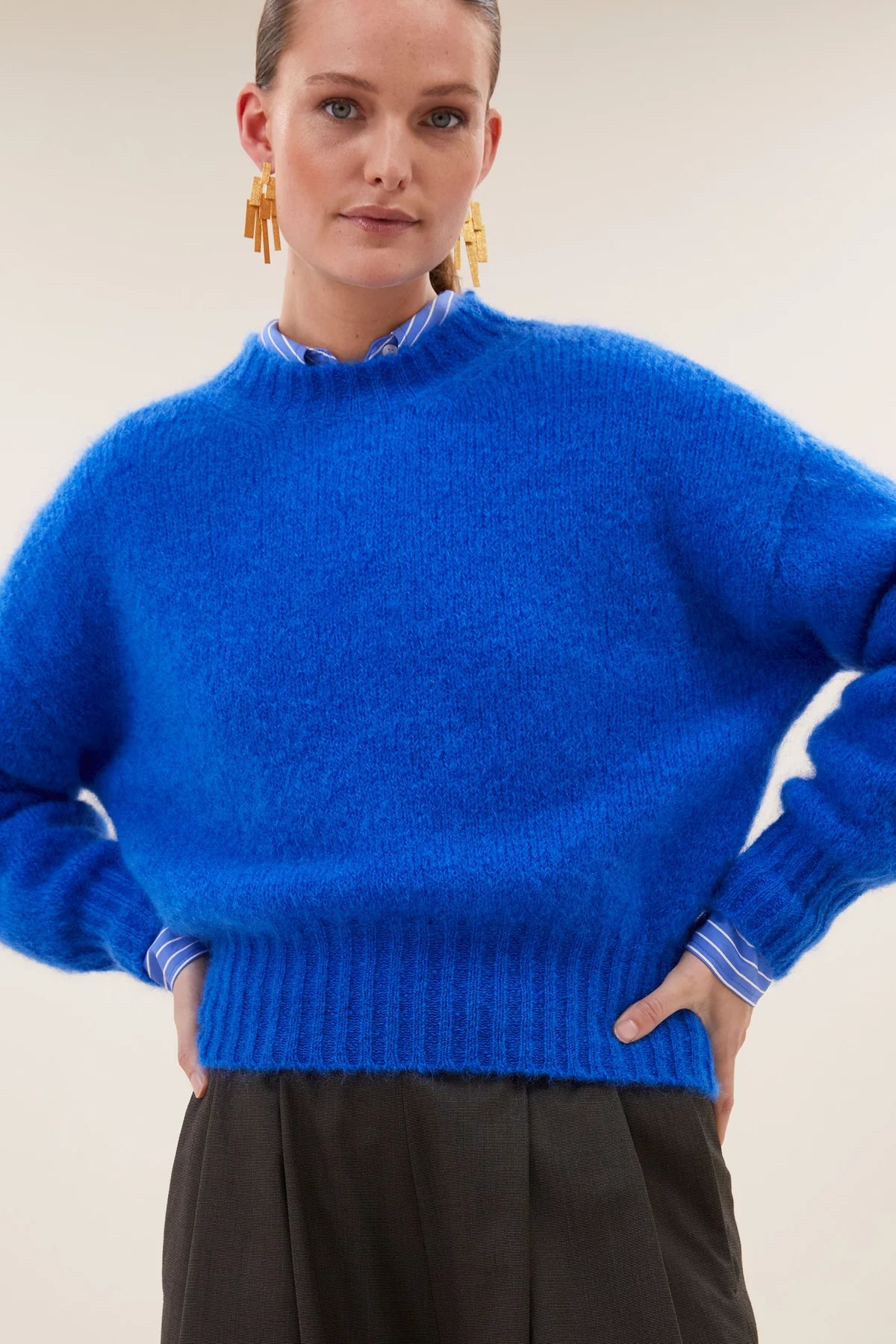 MOHAIR KNIT PULLOVER "SONNY" ROYALBLUE