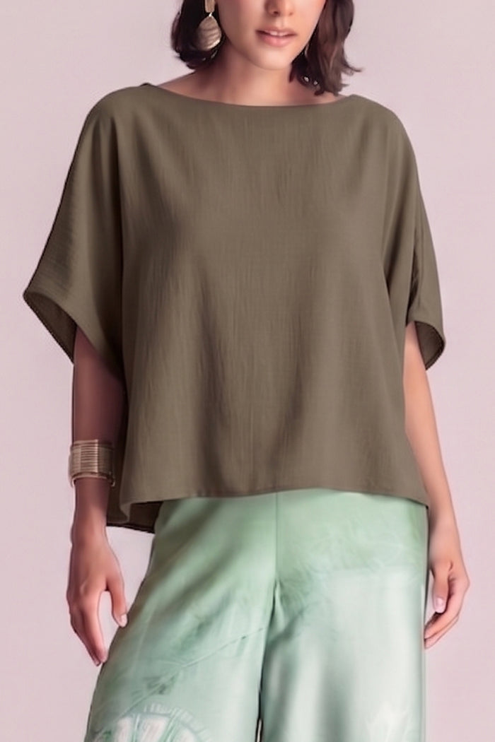 FLOWY OVERSIZED BLOUSE "ATHENA" OLIVE