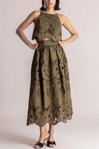 CROPPED LACE TOP "DANTELA" KHAKI