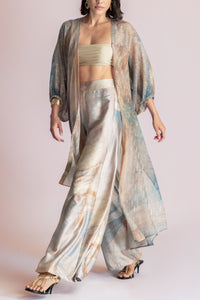 FLOWY KIMONO WITH BELT "ANEMOS" MULTICOLOR/LUREX