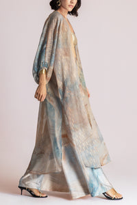 FLOWY KIMONO WITH BELT "ANEMOS" MULTICOLOR/LUREX