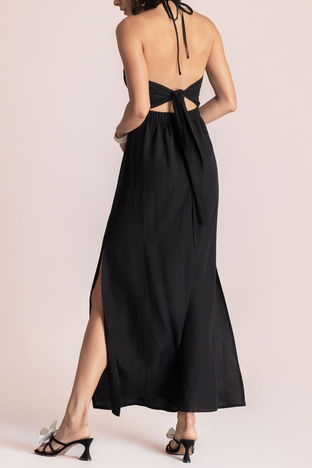 LONG NECKHOLDER DRESS "ZENA" BLACK