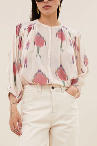 ORGANIC COTTON BLOUSE IVORY/MULTICOLOR