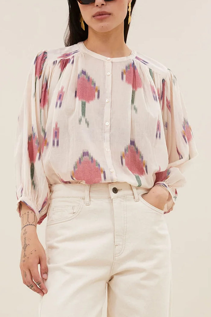ORGANIC COTTON BLOUSE IVORY/MULTICOLOR