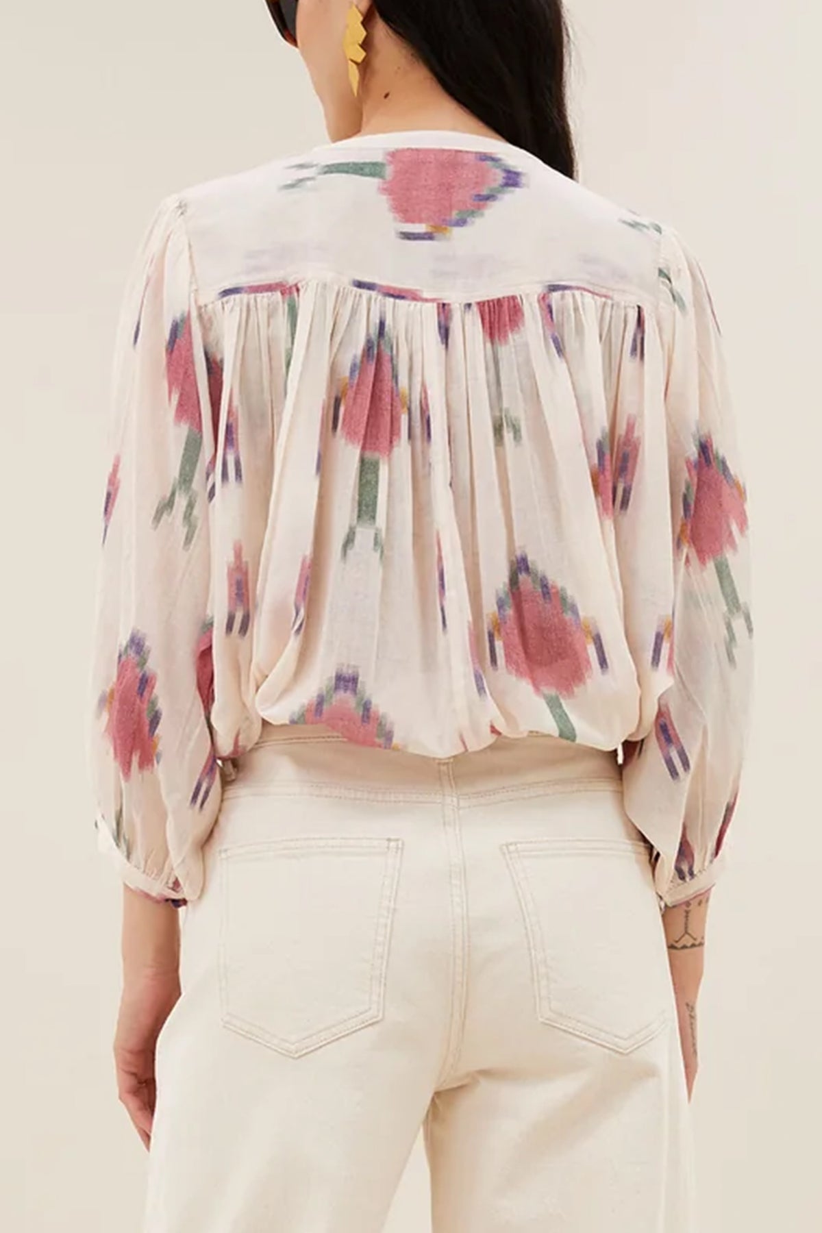 ORGANIC COTTON BLOUSE IVORY/MULTICOLOR