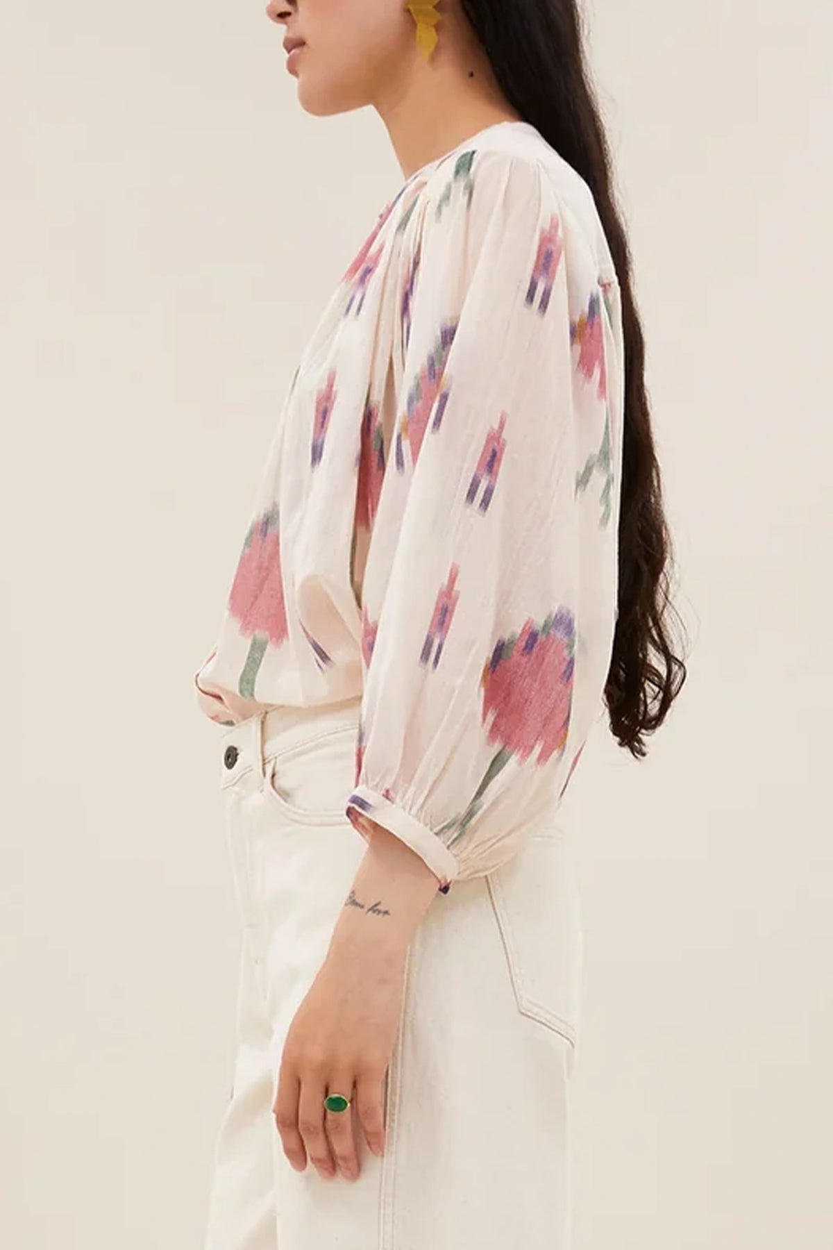 ORGANIC COTTON BLOUSE IVORY/MULTICOLOR