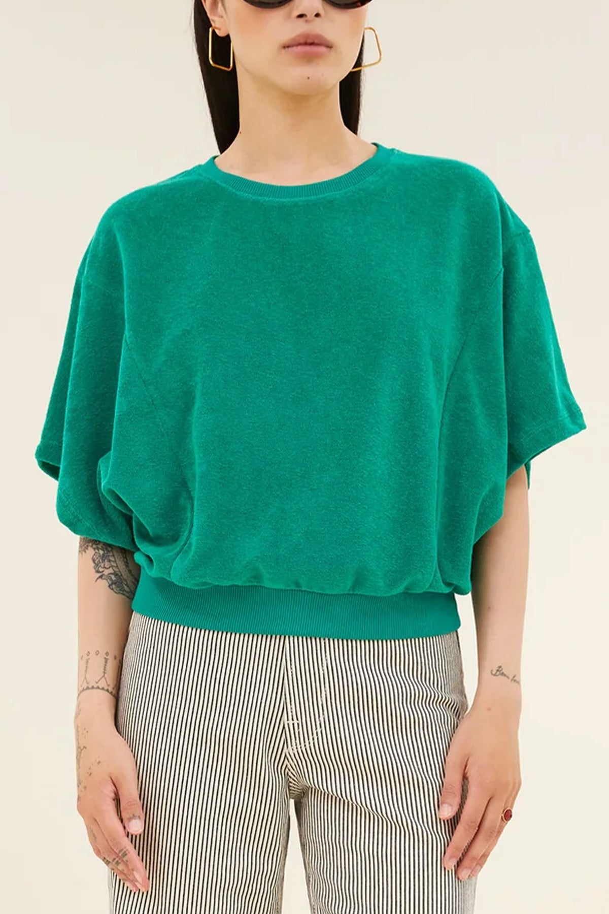 OVERSIZED ORGANIC COTTON TERRY SHIRT EMERALD