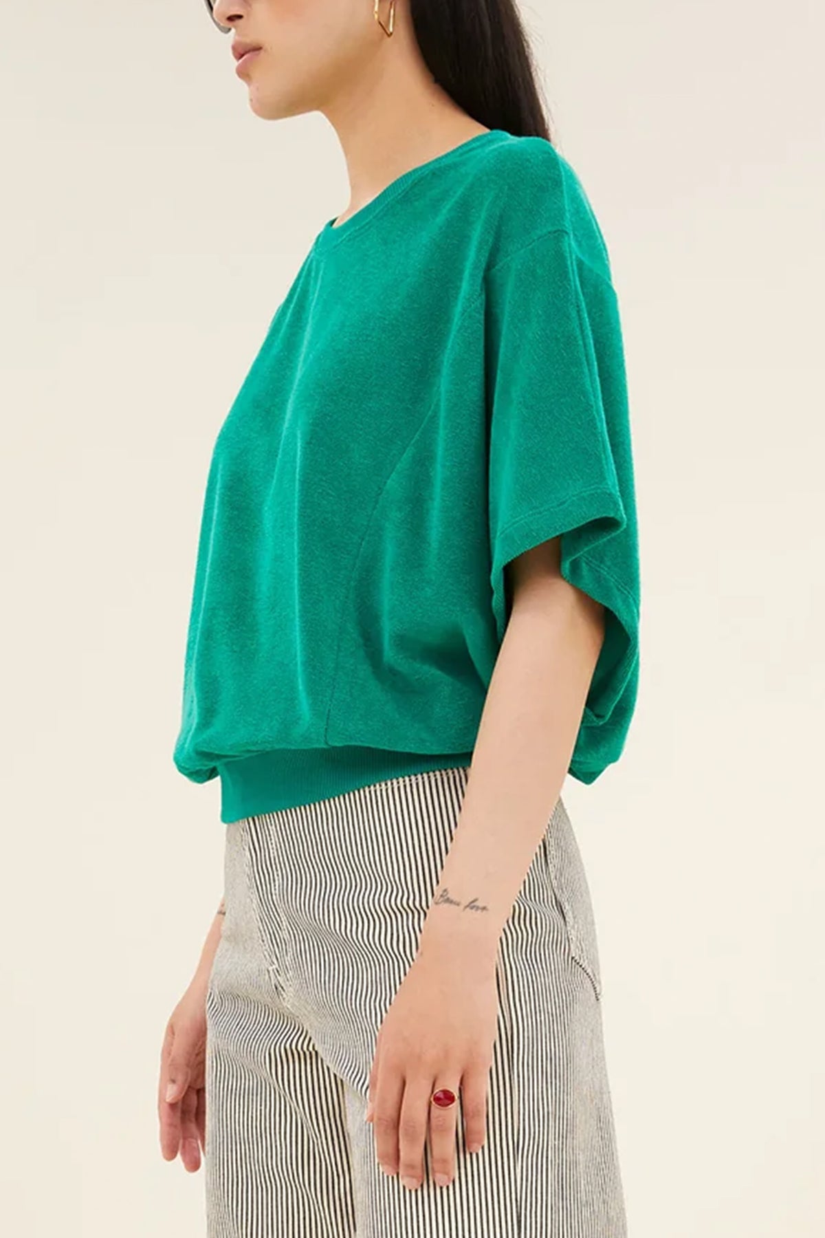 OVERSIZED ORGANIC COTTON TERRY SHIRT EMERALD