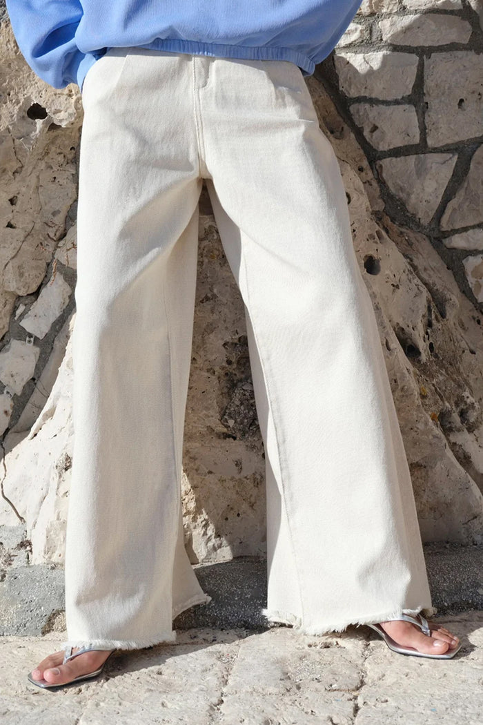 ORGANIC COTTON WIDE LEG DENIM PANTS IVORY