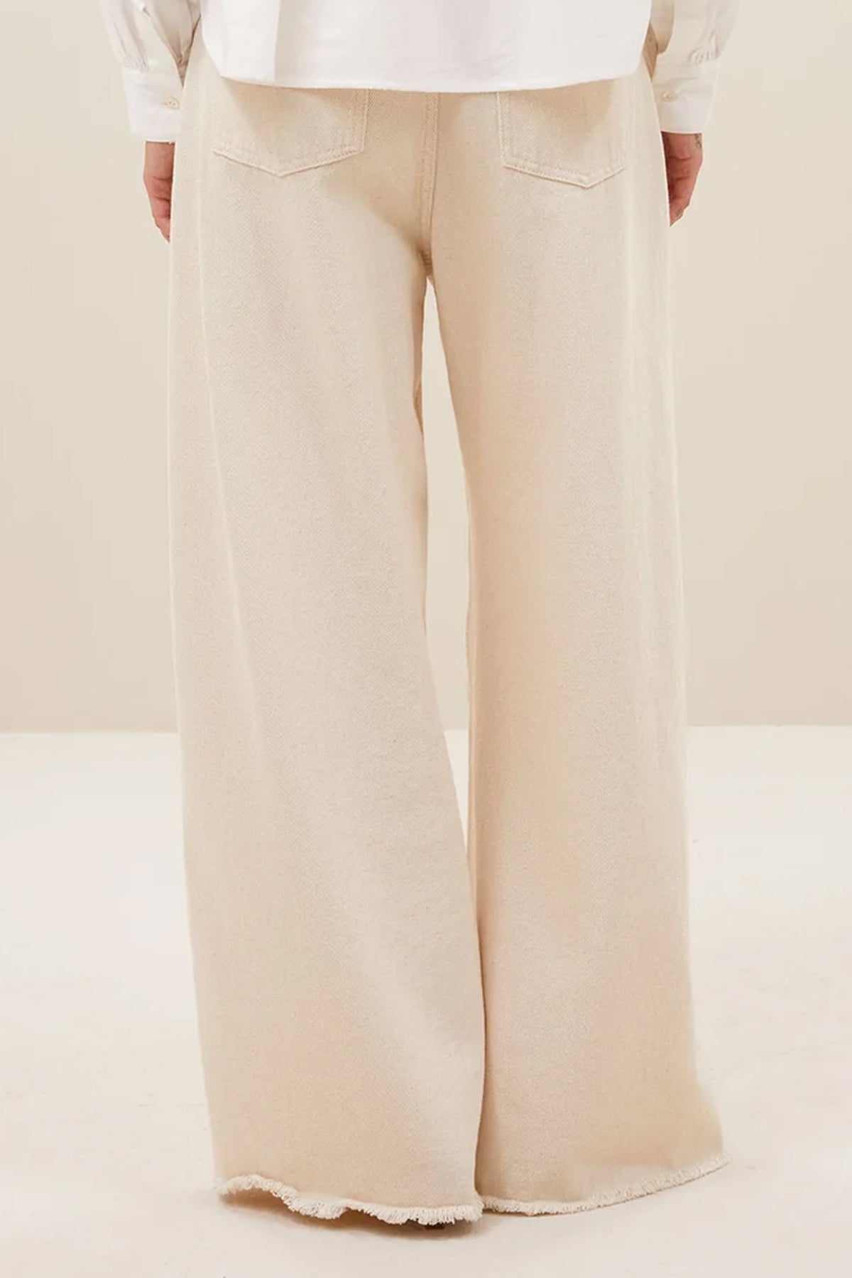 ORGANIC COTTON WIDE LEG DENIM PANTS IVORY