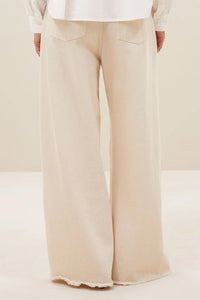 ORGANIC COTTON WIDE LEG DENIM PANTS IVORY