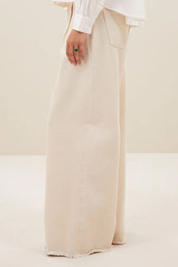 ORGANIC COTTON WIDE LEG DENIM PANTS IVORY