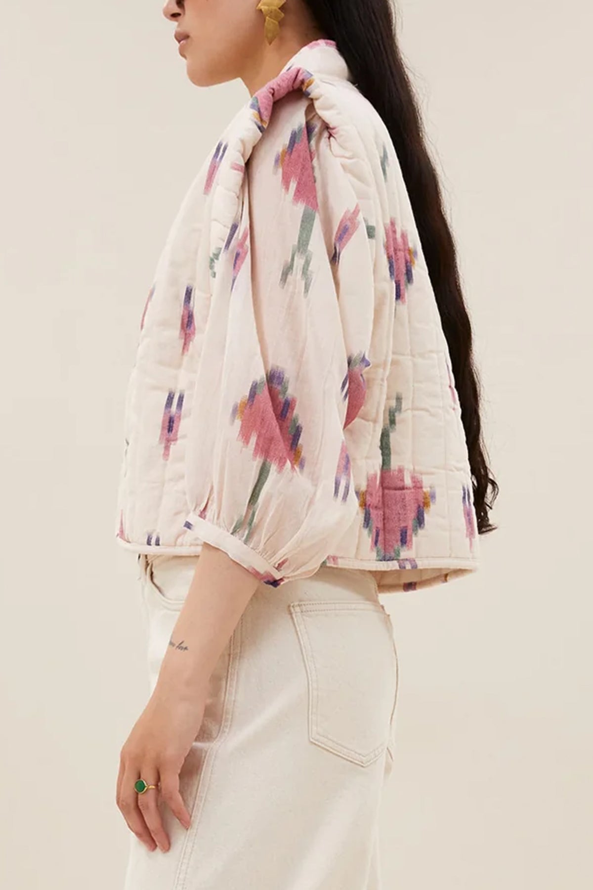 COTTON VEST IVORY/MULTICOLOR