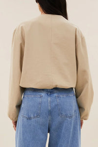 CANVAS BOMBER JACKET DARK SAND