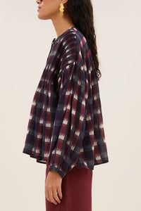 ORGANIC COTTON BLOUSE WINE/NAVY