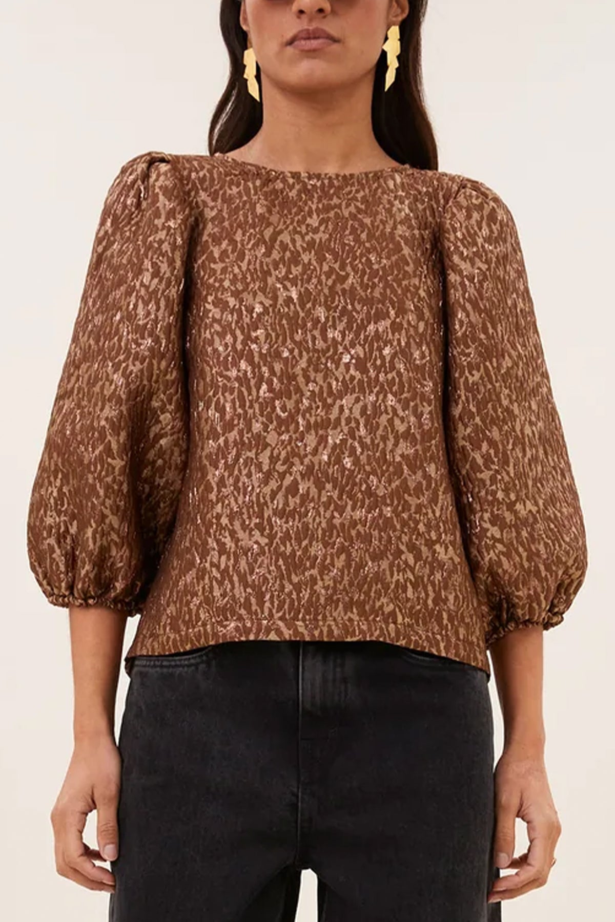 LUMINOUS JACQUARD BLOUSE COPPER