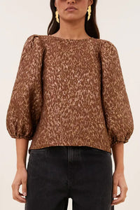 LUMINOUS JACQUARD BLOUSE COPPER