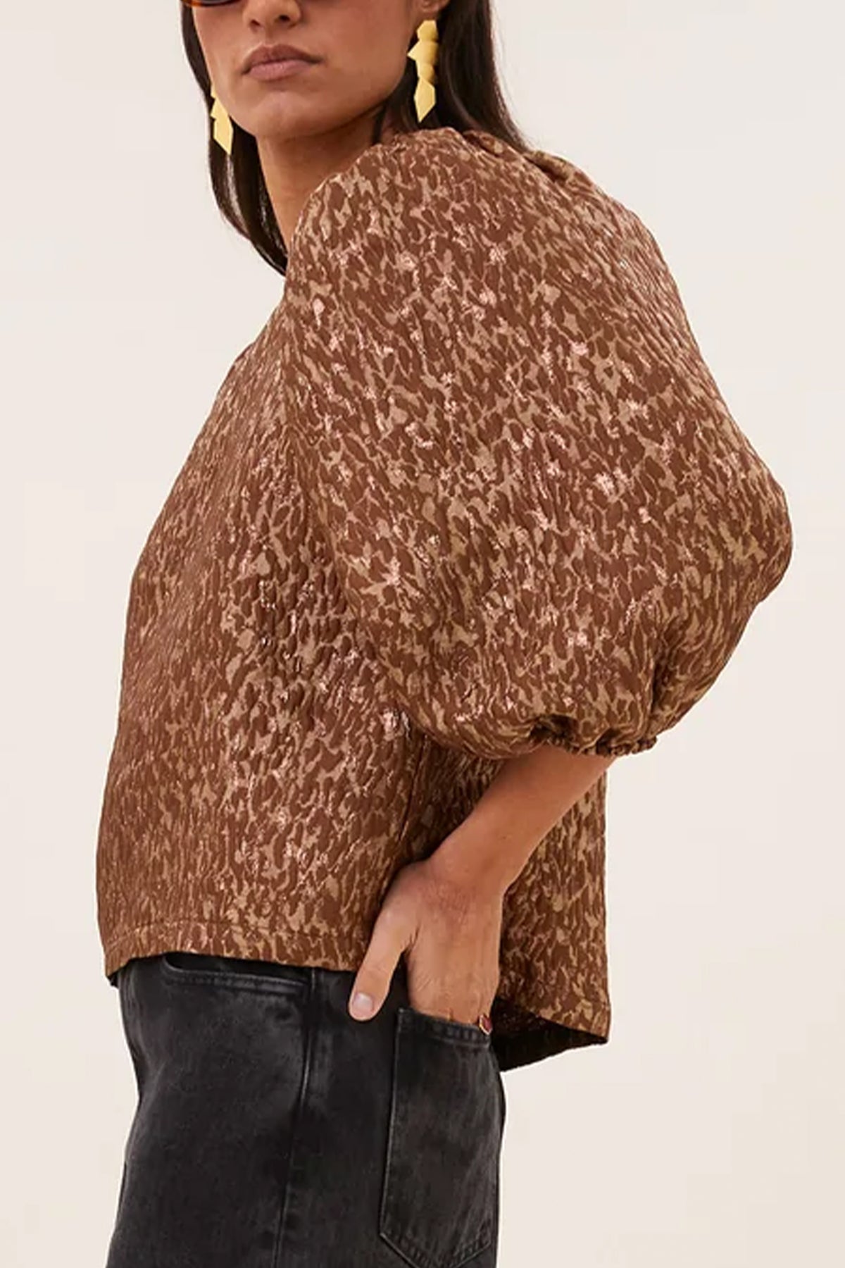 LUMINOUS JACQUARD BLOUSE COPPER