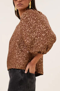 LUMINOUS JACQUARD BLOUSE COPPER