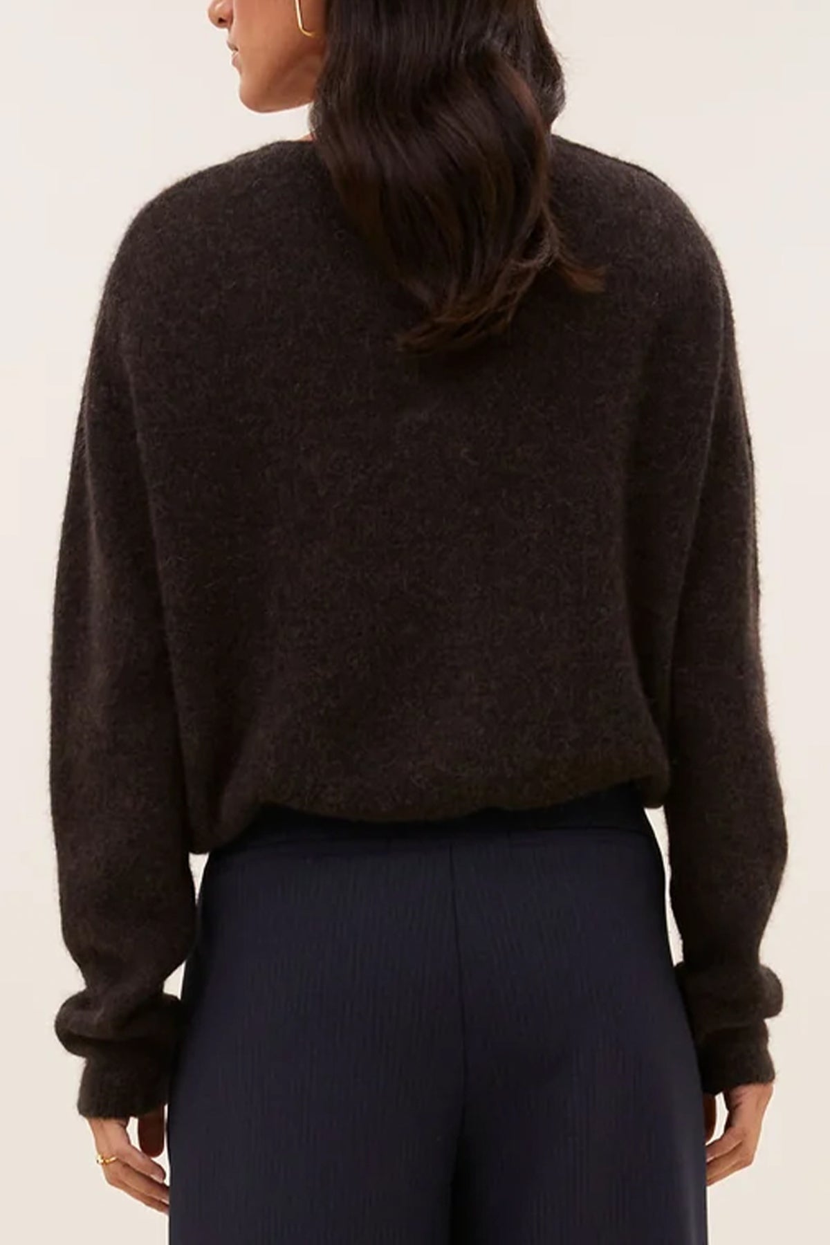 ALPACA/WOOL KNIT CARDIGAN DEEP BROWN