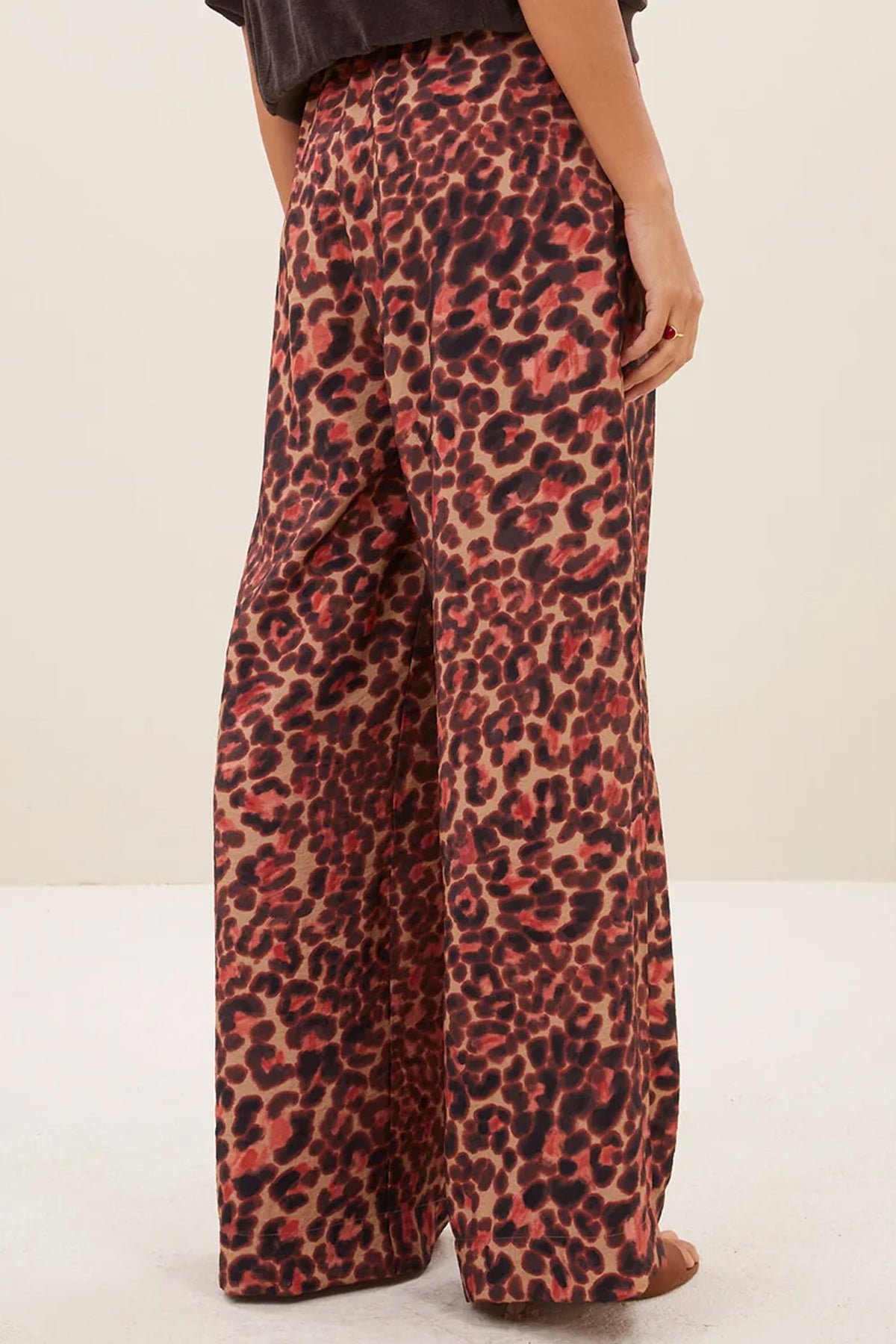WIDE LEG VISCOSE PANTS CHEETAH MULTICOLOR