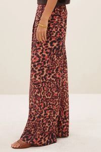 WIDE LEG VISCOSE PANTS CHEETAH MULTICOLOR