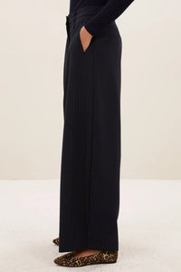 WIDE LEG PINSTRIPE PANTS MIDNIGHT BLUE