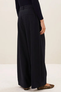 WIDE LEG PINSTRIPE PANTS MIDNIGHT BLUE
