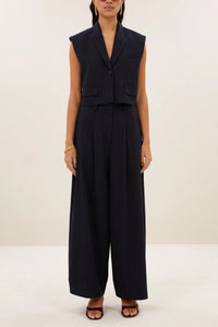 PINSTRIPE VEST MIDNIGHT BLUE