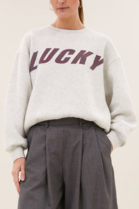 OVERSIZED ORGANIC COTTON SWEATER "LUCKY" LIGHT GREY