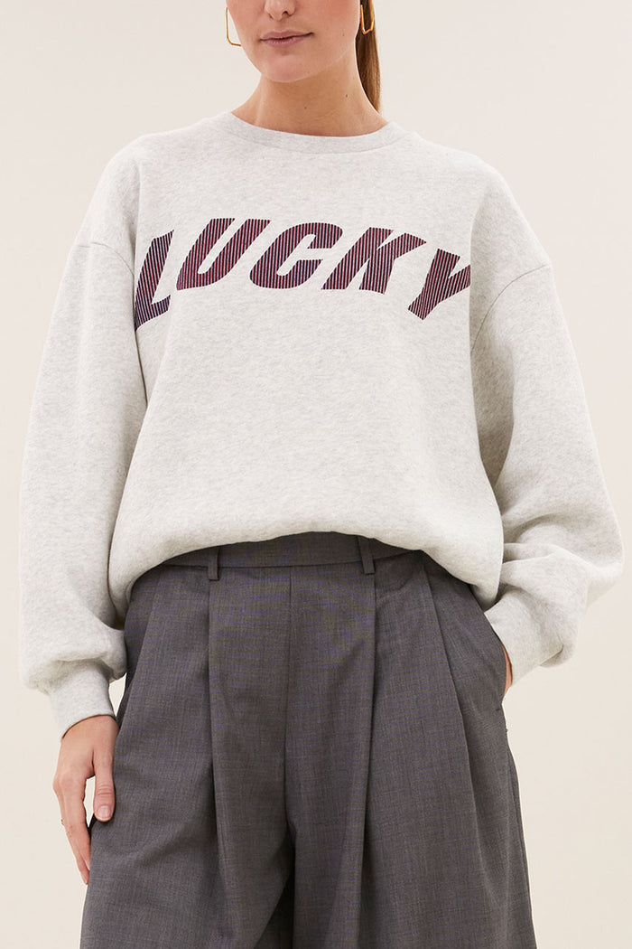 OVERSIZED ORGANIC COTTON SWEATER "LUCKY" LIGHT GREY