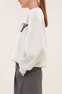 OVERSIZED ORGANIC COTTON SWEATER "LUCKY" LIGHT GREY