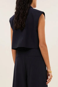 PINSTRIPE VEST MIDNIGHT BLUE