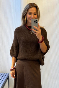 OVERSIZED SUPERSOFT MOHAIR-MIX CARDIGAN CHOCOLATE