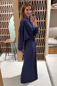 FLOWY CROPPED BLOUSE BLUE