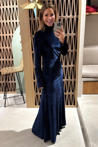 LONG VELVET DRESS MIDNIGHT BLUE