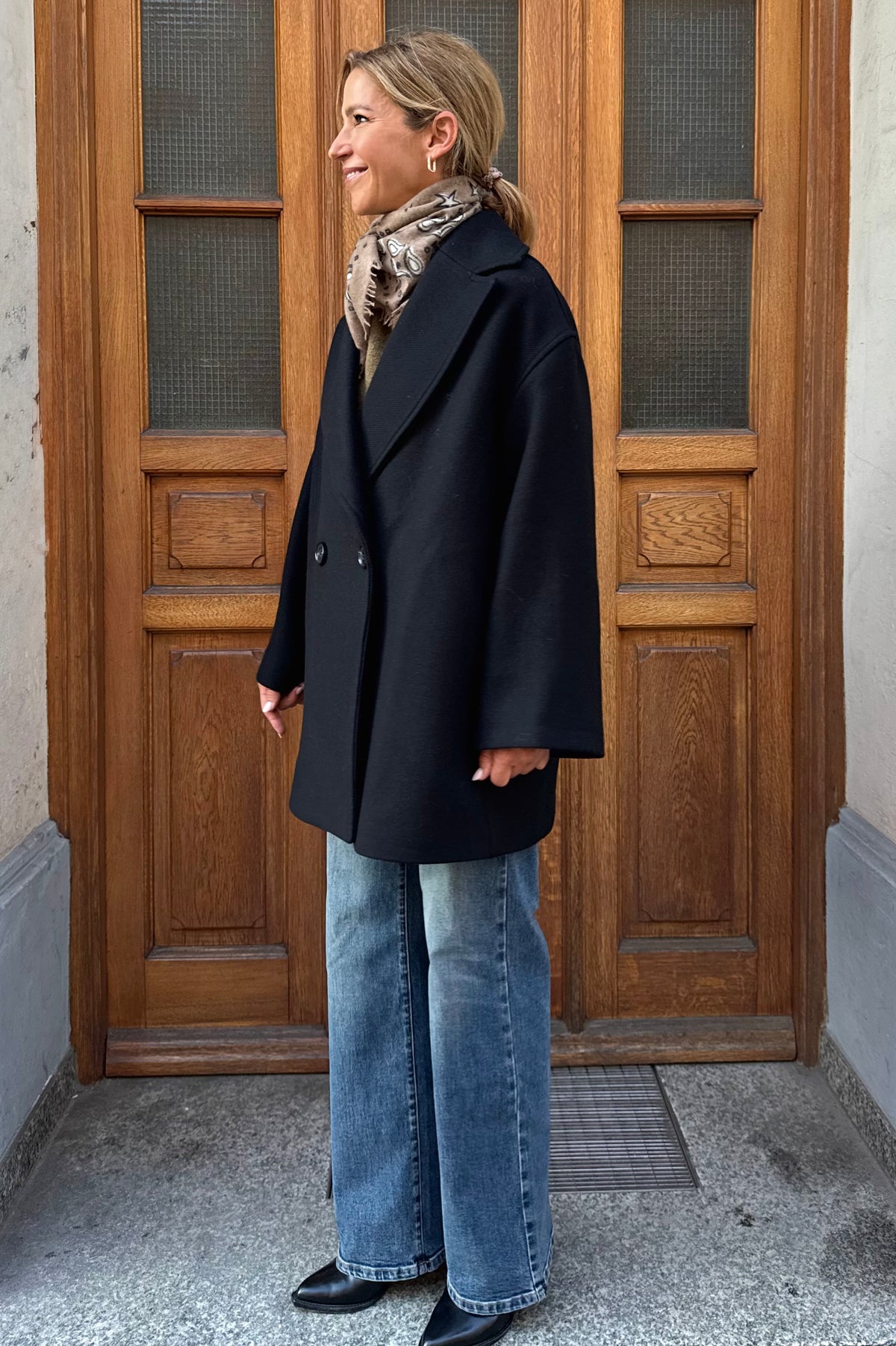 OVERSIZED WOOL CABAN JACKET BLACK