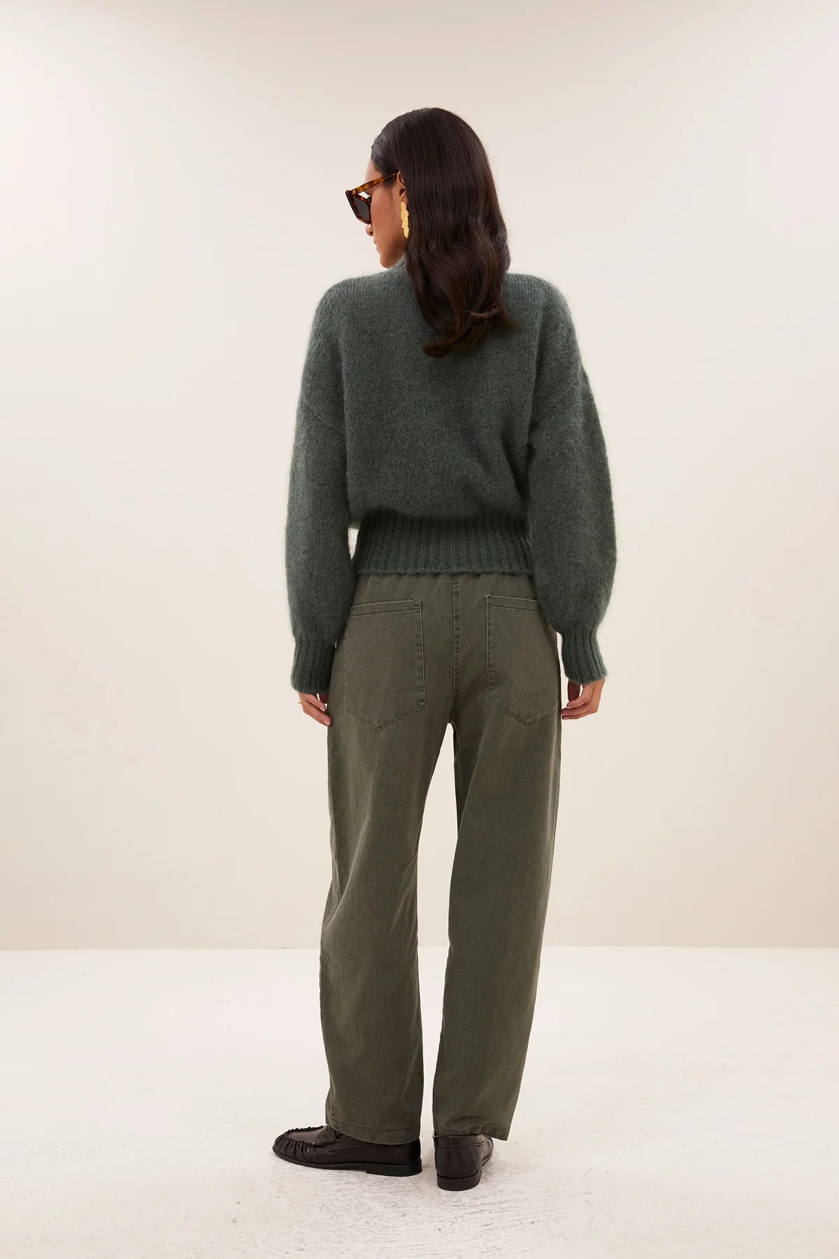 MOHAIR KNIT PULLOVER "SONNY" DARK OLIVE